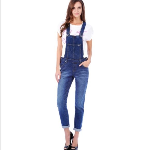 Buffalo David Bitton Ashley Dark Wash Denim Bib Overalls - Picture 2 of 8
